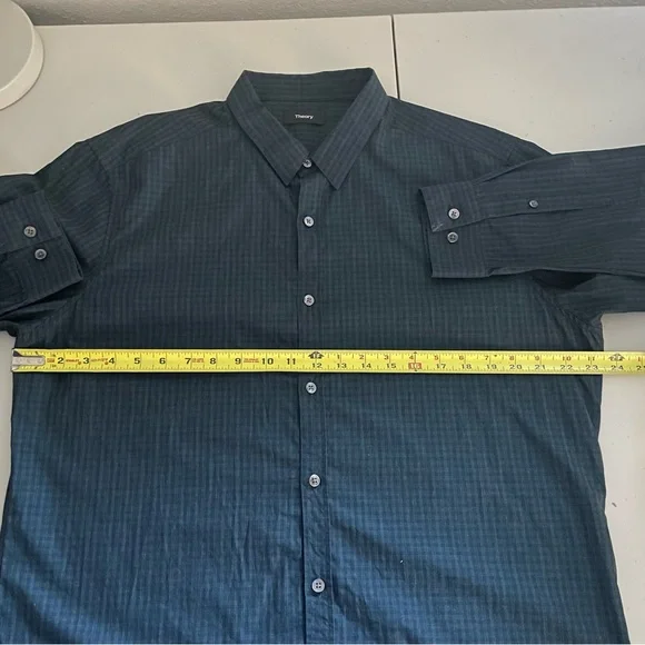 THEORY Long Sleeve Plaid Button Down Dress Shirt Men’s Size XL - Picture 5 of 7